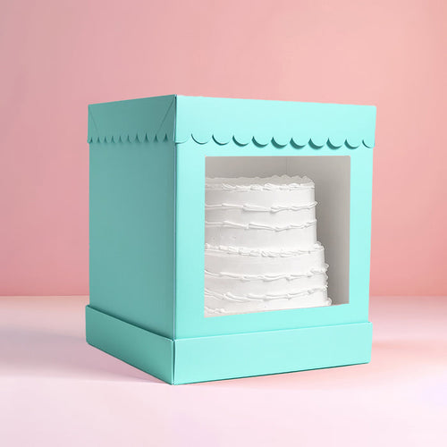 10 X 10 X 12 Tall Scalloped Cake Box - Pastel Blue