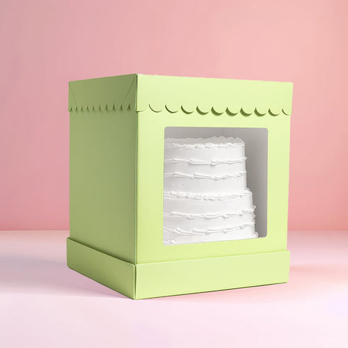 10 X 10 X 12 Tall Scalloped Cake Box - Pastel Green