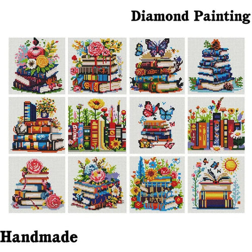 12-Piece Mini Diamond Painting Kit | Bookish Floral Set