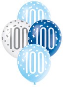 Balloons 30cm 6pk - Blue White Assorted 100
