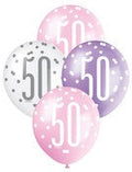 Balloons 30cm 6pk - Pink Purple White Assorted 50