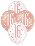Balloons 30cm 6pk - Rose Gold White Assorted 16