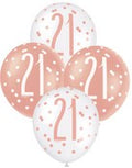 Balloons 30cm 6pk - Rose Gold White Assorted 21