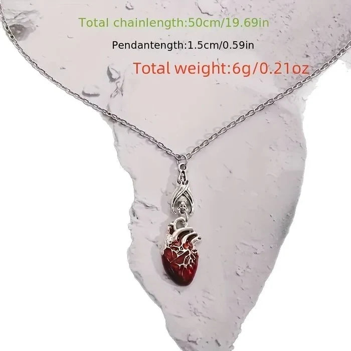 Bat Heart Gothic Pendant Necklace