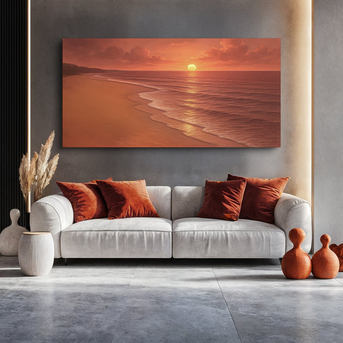 Beach Shoreline Coastal Wall Art VII | Panoramic Seascape Canvas