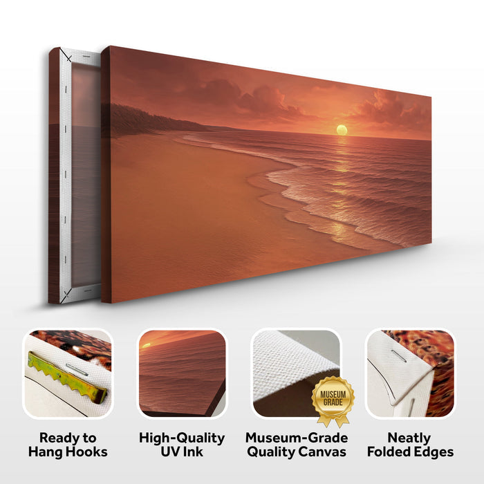 Beach Shoreline Coastal Wall Art VII | Panoramic Seascape Canvas