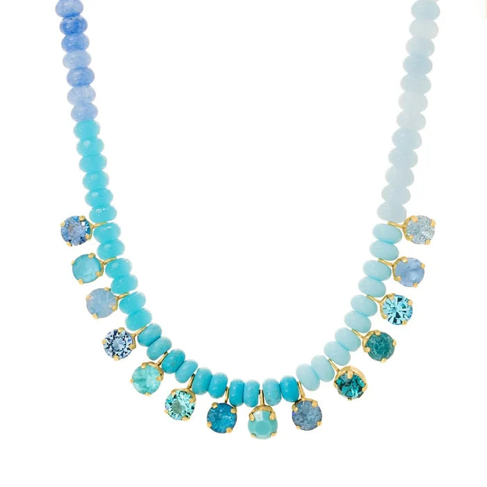 Bohemian Natural Stone Beaded Gradient Pendant Necklace | Boho Crystal Jewelry