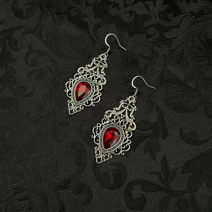 Carved Cameo Gothic Drop Earrings