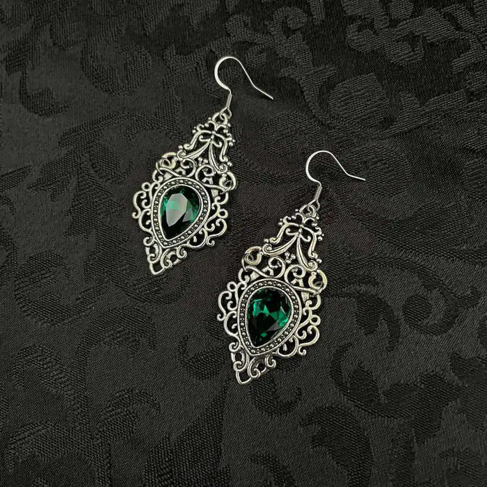Carved Cameo Gothic Drop Earrings