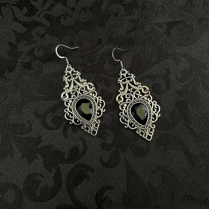 Carved Cameo Gothic Drop Earrings