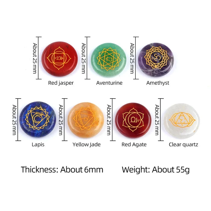 Chakra Crystal Healing Stone | Engraved Symbol Tumbled Gemstone