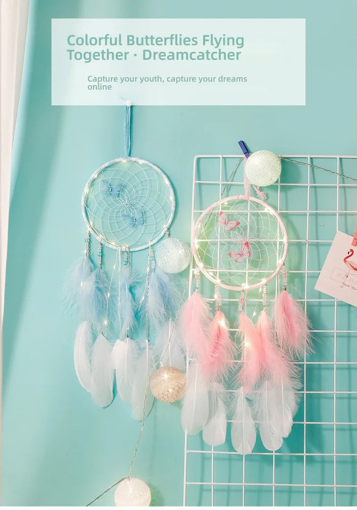 Colorful Boho Butterfly Dreamcatcher | Handmade Wind Chime Room Hanging