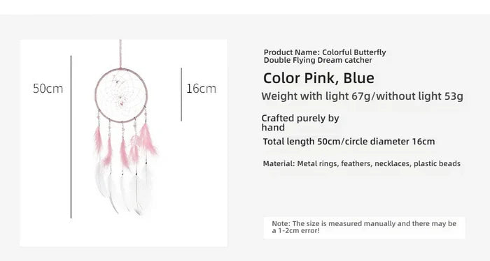 Colorful Boho Butterfly Dreamcatcher | Handmade Wind Chime Room Hanging