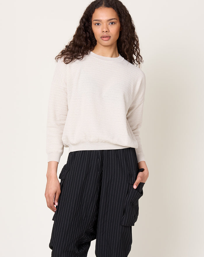 evam eva Cotton Paper Yarn Pullover in Ivory