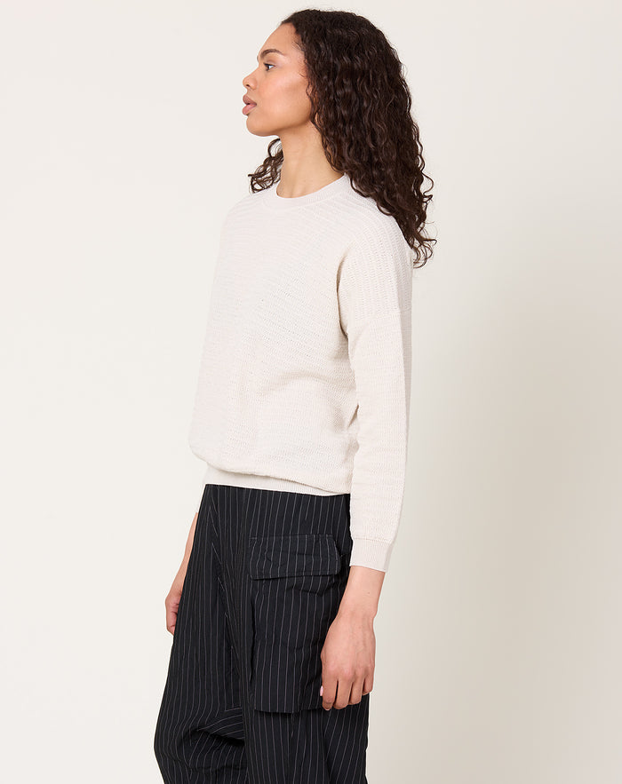 evam eva Cotton Paper Yarn Pullover in Ivory