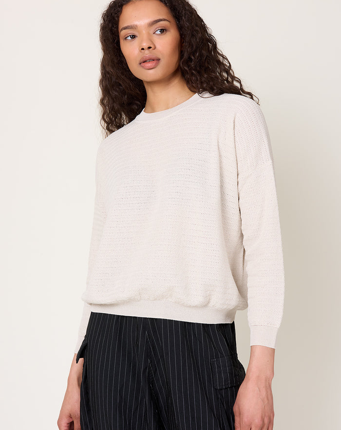 evam eva Cotton Paper Yarn Pullover in Ivory