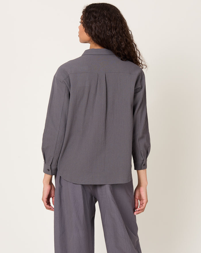evam eva Cotton Shirt in Blue Grey
