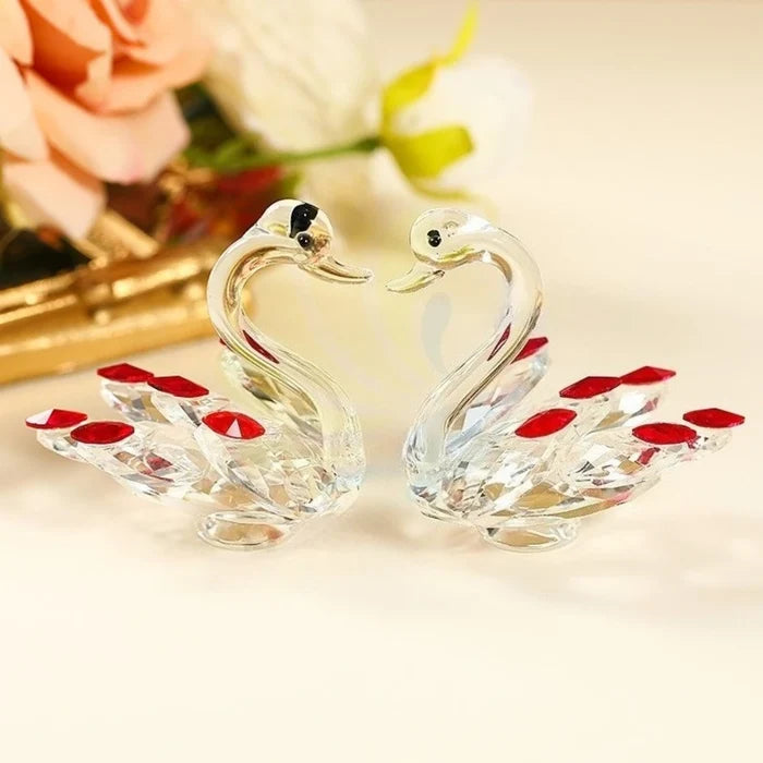 Crystal Glass Swan Ornament — Handcrafted Home Decor & Gift
