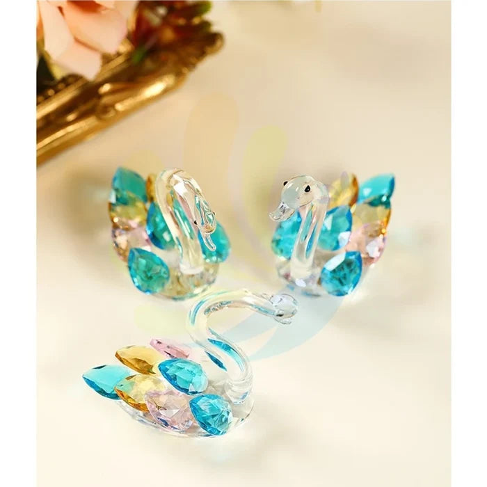 Crystal Glass Swan Ornament — Handcrafted Home Decor & Gift