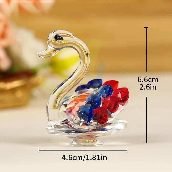 Crystal Glass Swan Ornament — Handcrafted Home Decor & Gift