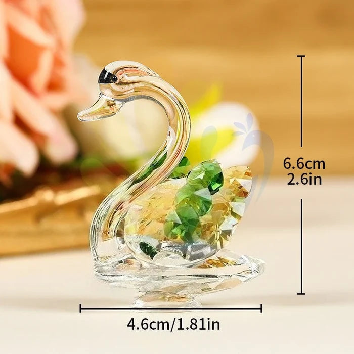 Crystal Glass Swan Ornament — Handcrafted Home Decor & Gift