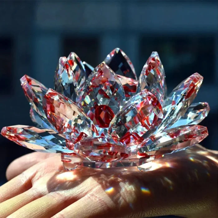 Crystal Lotus Flower Figurine — Healing Energy Home Decor & Gift