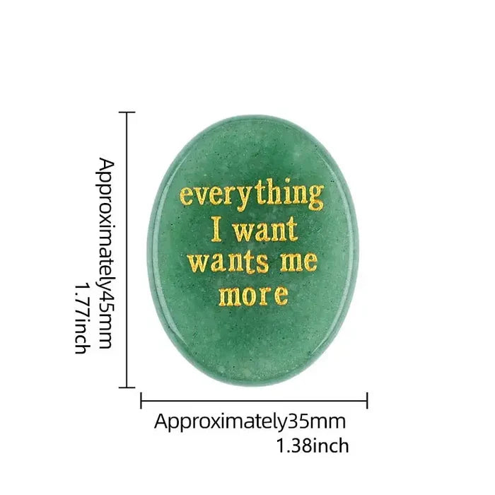 Crystal Worry Stone | Engraved Healing Stone for Meditation & Chakra Balance