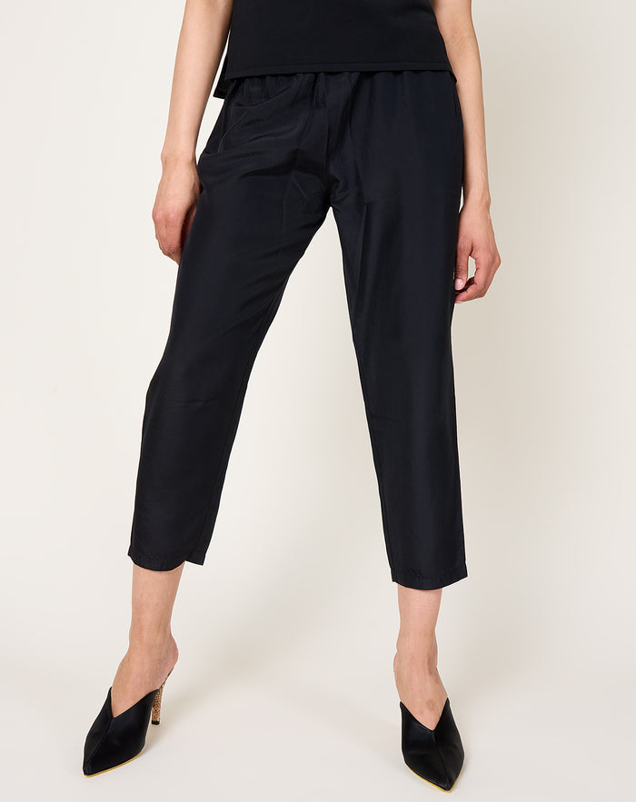evam eva Cupro Silk Pants in Black