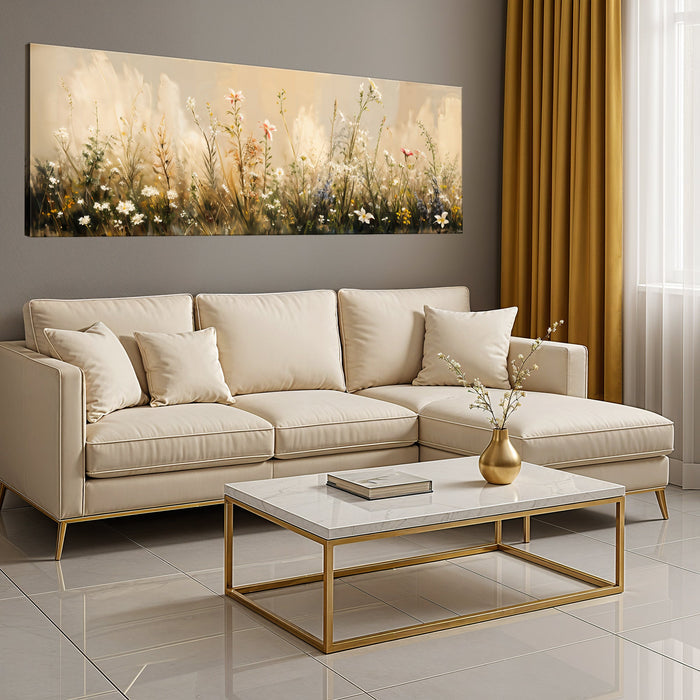 Flower Field Wall Art | Abstract Landscape Canvas Print