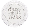 Foil Balloon 45cm Round Silver Dot 25 Years