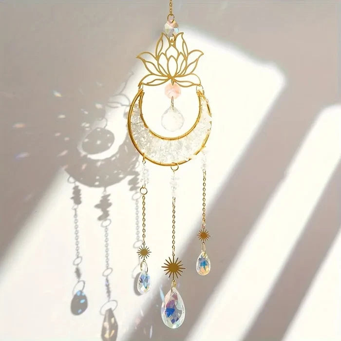 Geometric Hexagon Tree of Life Crystal Suncatcher — Rainbow Prism Window Hanging