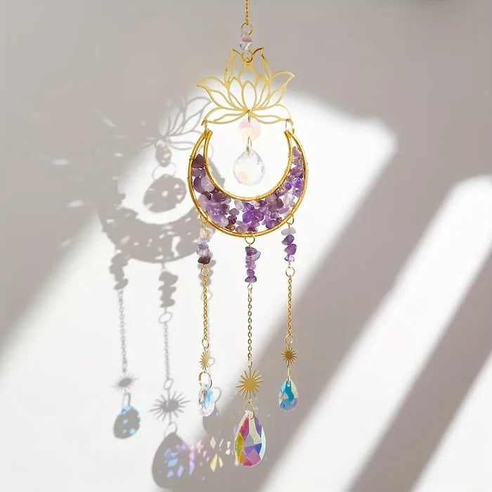 Geometric Hexagon Tree of Life Crystal Suncatcher — Rainbow Prism Window Hanging