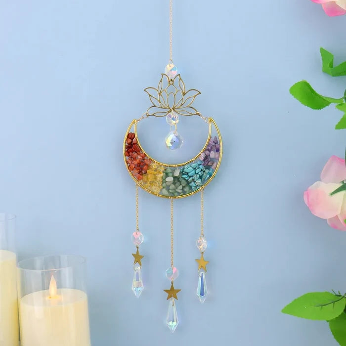 Geometric Hexagon Tree of Life Crystal Suncatcher — Rainbow Prism Window Hanging