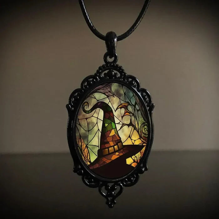 Gothic Crow, Cross & Witch Pendant Necklace