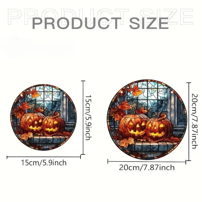 Halloween Pumpkin Acrylic Sign | Round Hanging Window & Porch Decor