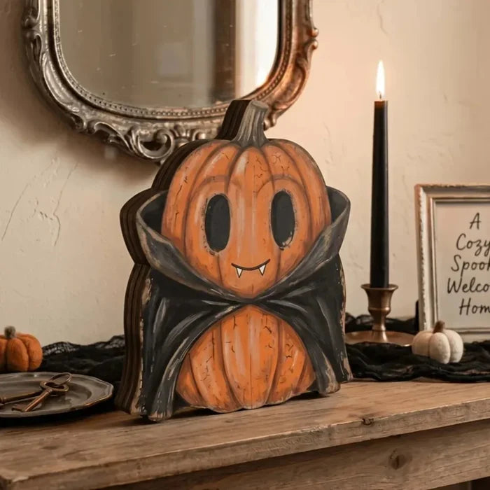 Halloween Retro Wooden Block Decor | Ghost, Black Cat, Pumpkin & Witch Figures
