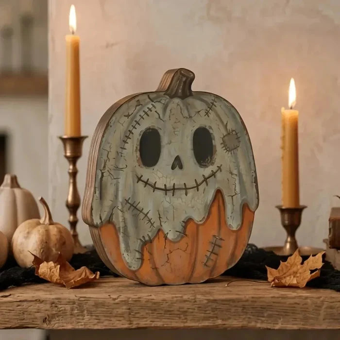 Halloween Retro Wooden Block Decor | Ghost, Black Cat, Pumpkin & Witch Figures