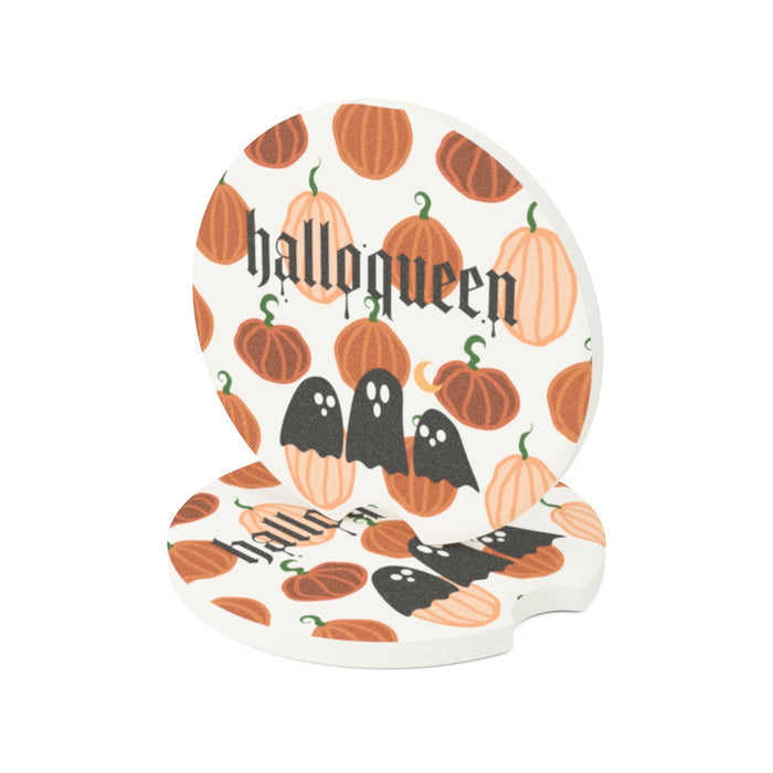 Hallowqueen Pumpkin Ghost Soapstone Car Coaster