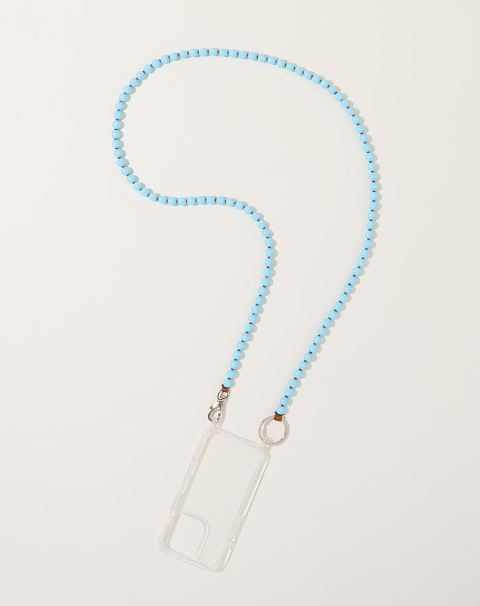 Ina Seifart Handykette iPhone Necklace in Pastel Blue on Mocha