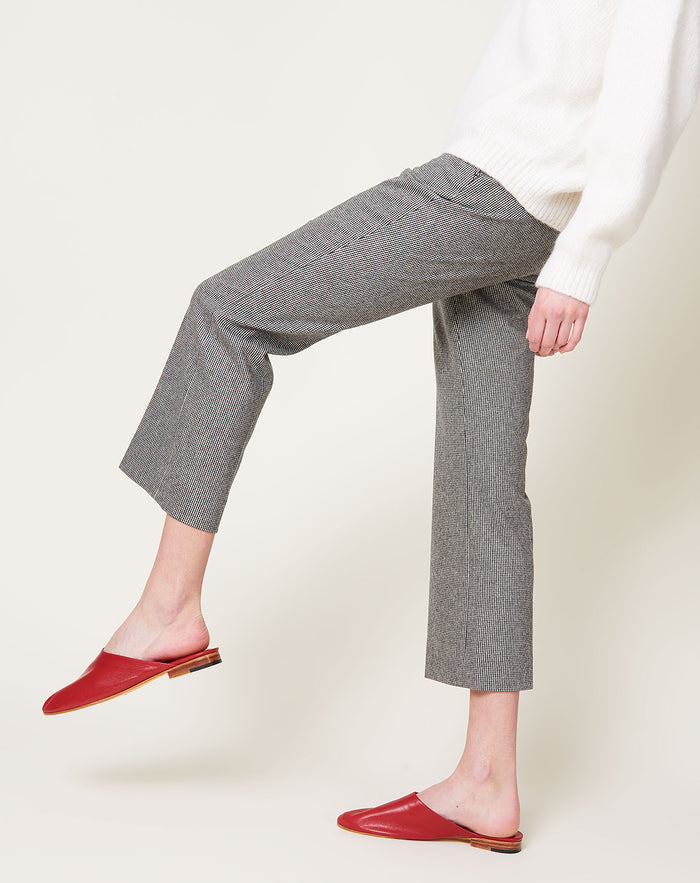 Maria McManus High Waist Crop Trouser in Black & White Houndstooth