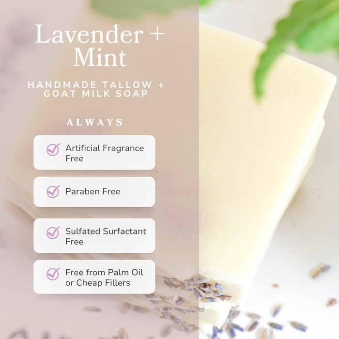 Lavender + Mint Bar — Handmade Tallow & Goat Milk Soap