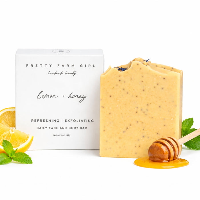 Lemon + Honey + Poppy Seed Bar — Handmade Tallow & Goat Milk Soap