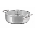 Mauviel 1830 M'360 Tri-Ply Stainless Steel Rondeau With Glass Lid, Cast Stainless Steel Handles, 3.2-Qt