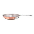 Mauviel M'6 S copper frying pan with cast stainless steel handle, ideal for induction cooking, shown from top view.