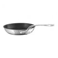 Mauviel M'COOK 5-ply nonstick frying pan with cast stainless steel handle, black interior and sleek stainless steel exterior.