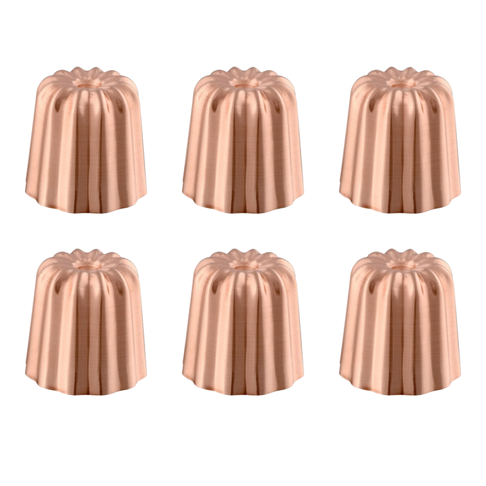 Mauviel M'Passion 6-Piece Copper Tinned Canele Mold Set, 1.8-In - Mauviel1830