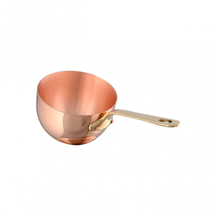 Mauviel M'PASSION copper zabaglione pot with brass handles, specialty cookware for delicate dessert preparation.