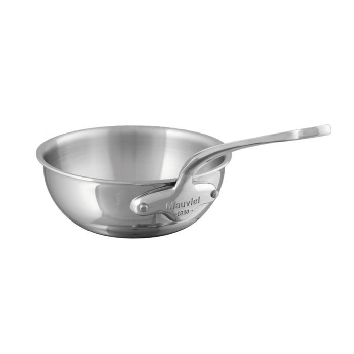 Mauviel M'URBAN 4 Tri-Ply stainless steel chef pan with cast stainless steel handle, ideal for versatile cooking and professional kitchens.