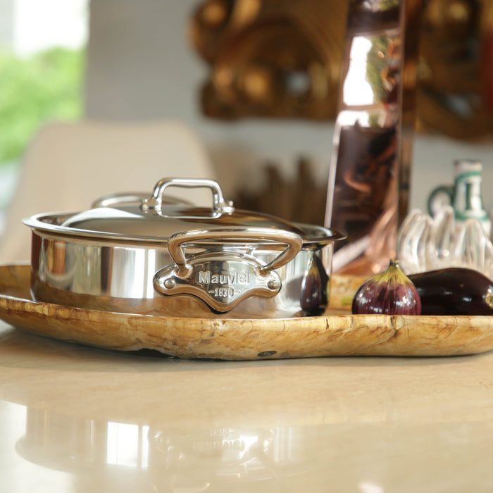 Mauviel 1830 M'URBAN 4 Tri-Ply Rondeau With Lid, Cast Stainless Steel Handles, 3.2-Qt