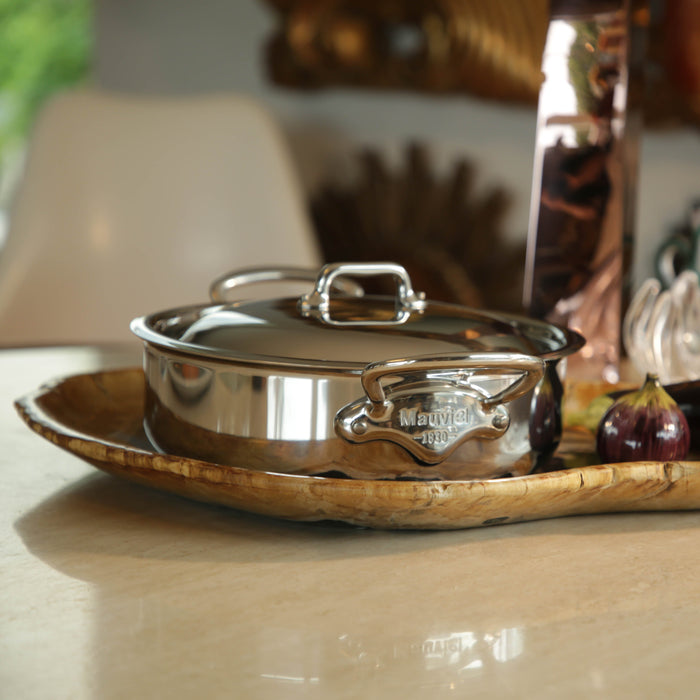 Mauviel 1830 M'URBAN 4 Tri-Ply Rondeau With Lid, Cast Stainless Steel Handles, 3.2-Qt